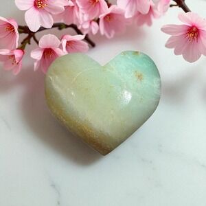 Caribbean Calcite Heart Crystal | Blue Brown Healing Stone‎ Boho Decor